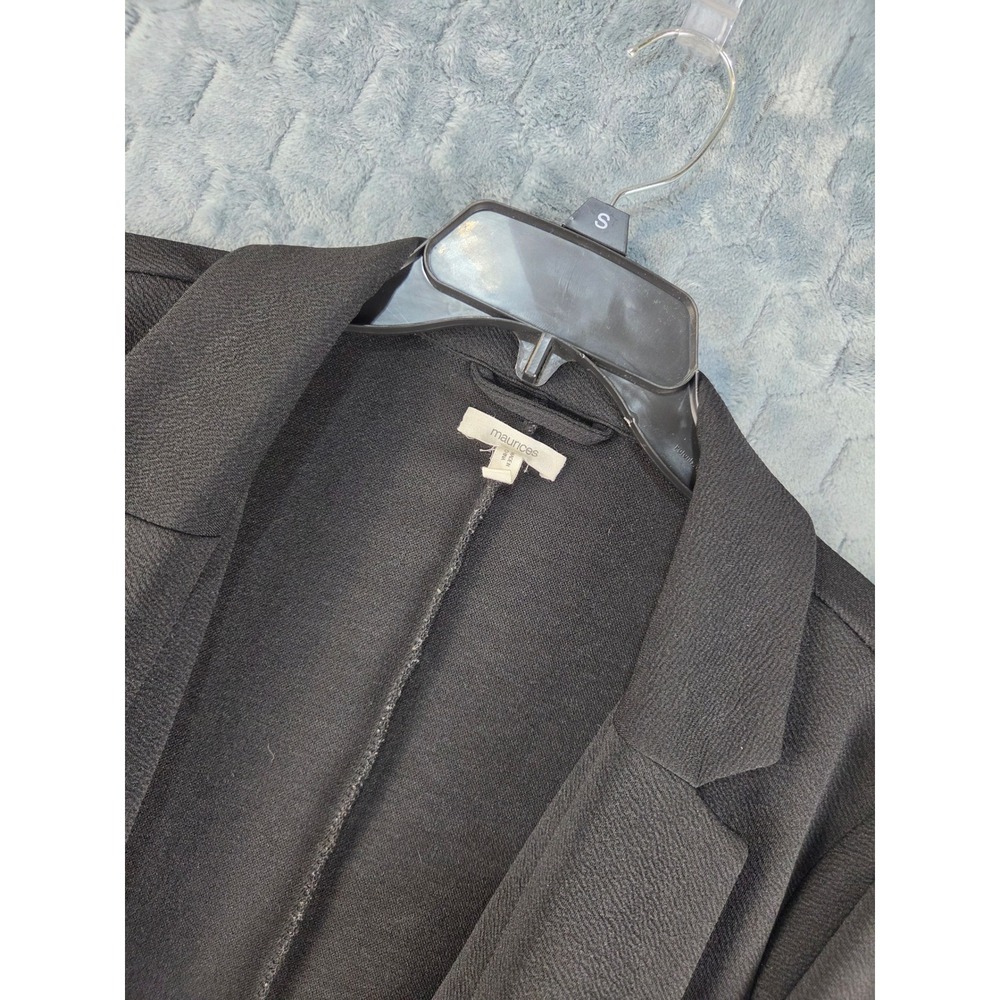 Maurices Black Open Front Blazer Cuffed 3/4 Sleeve Textured Knit Size L